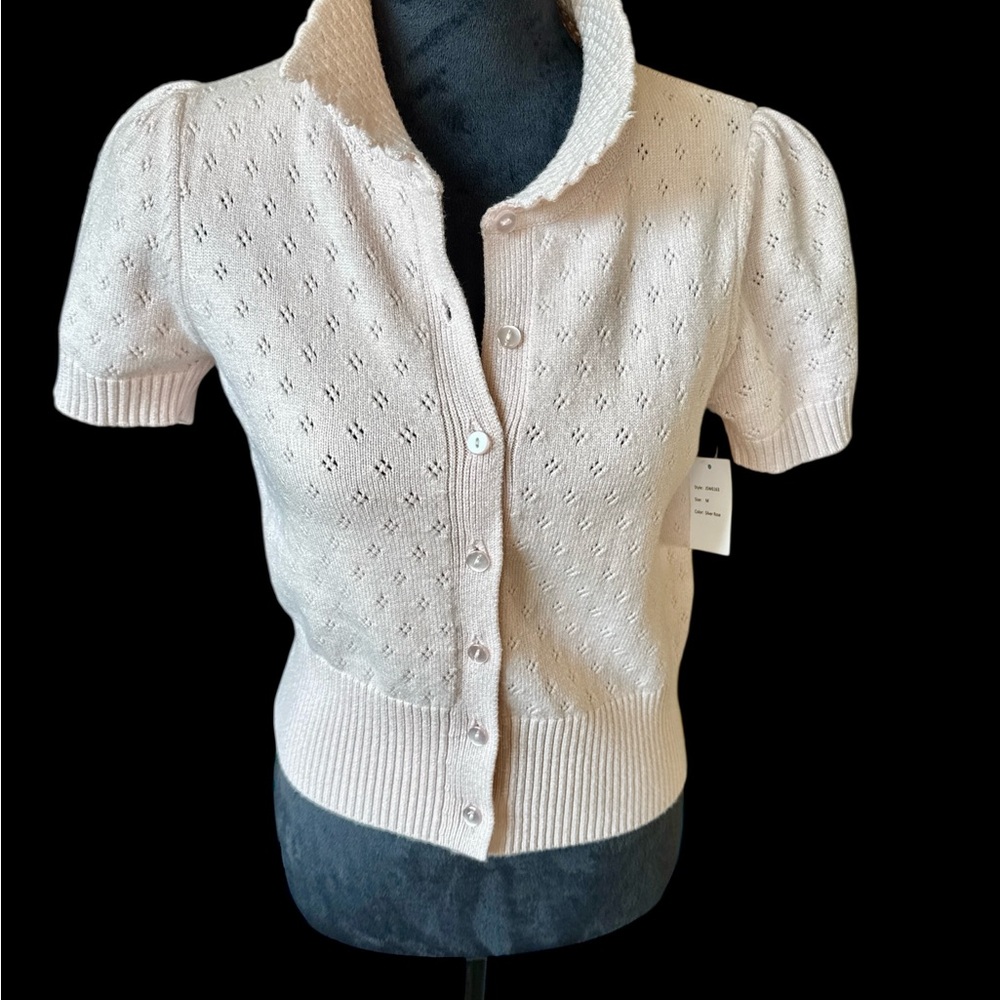 Elegant Baby Pink Cardigan Sweater NWT